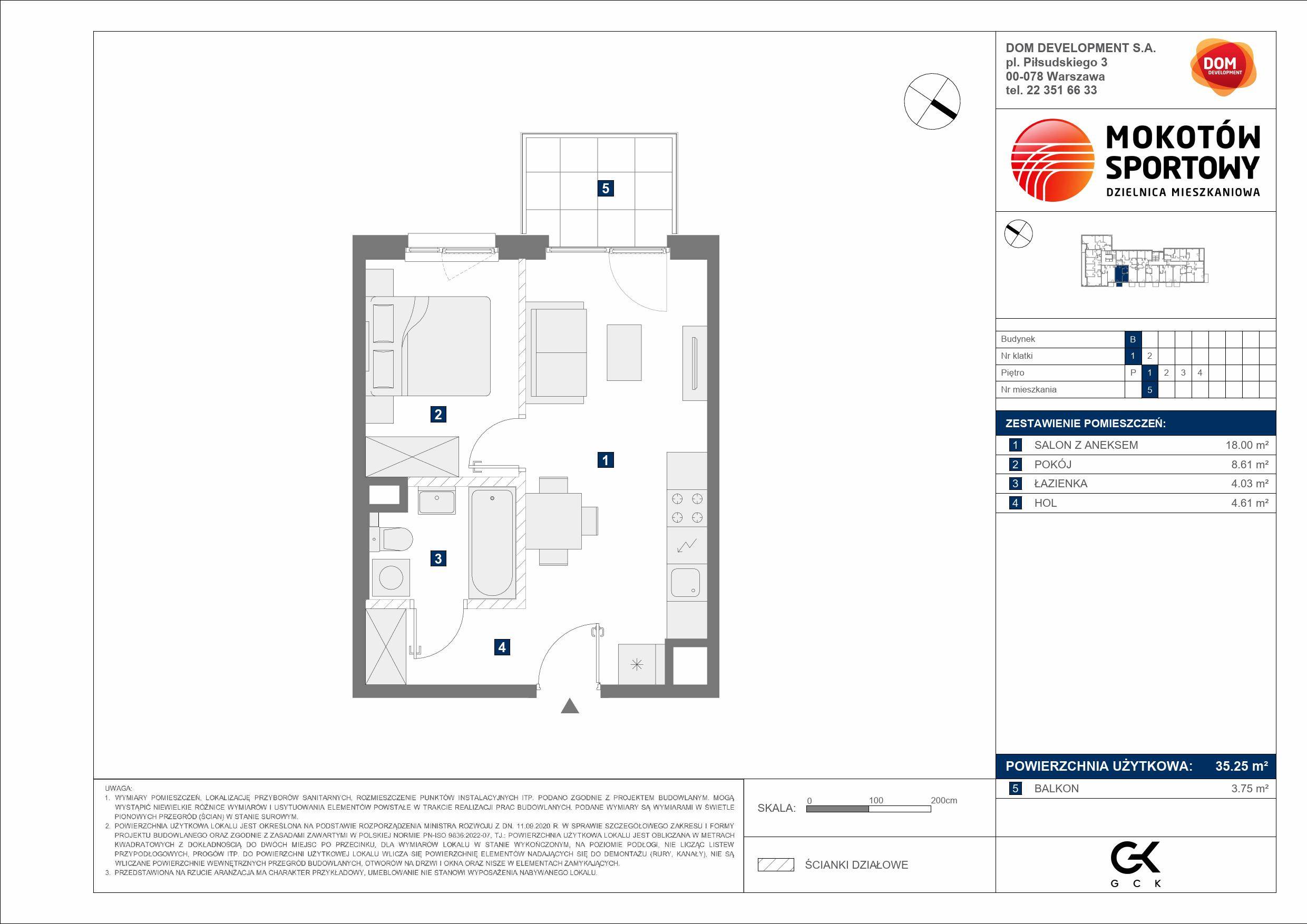 MOKOTÓW SPORTOWY – inwestycja Dom Development - lokal B 5, budynek B