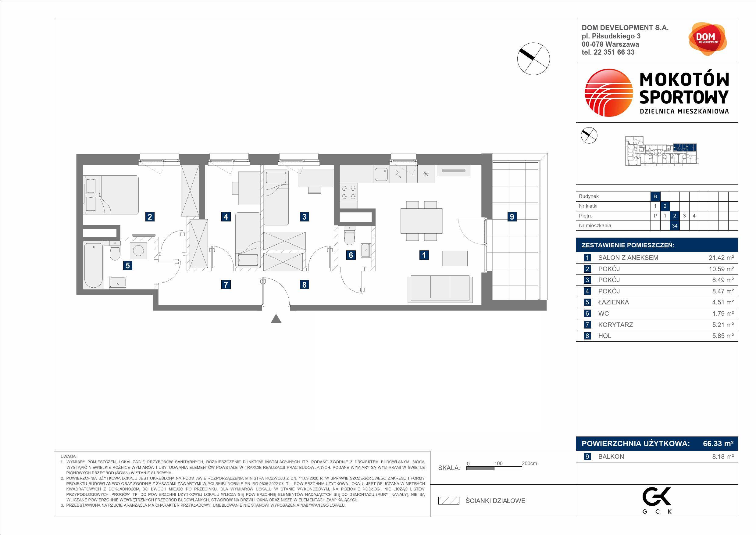 MOKOTÓW SPORTOWY – inwestycja Dom Development - lokal B 34, budynek B