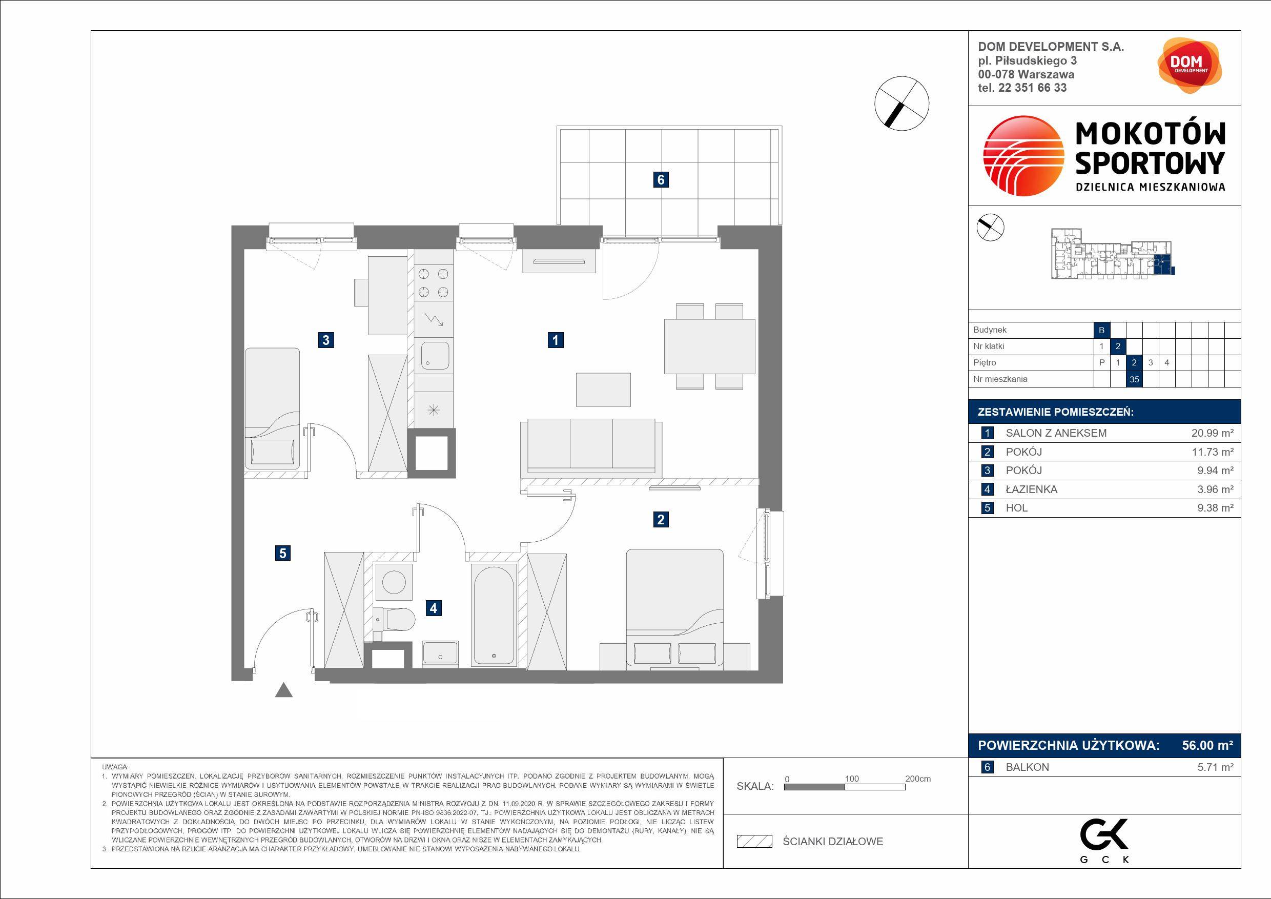 MOKOTÓW SPORTOWY – inwestycja Dom Development - lokal B 35, budynek B