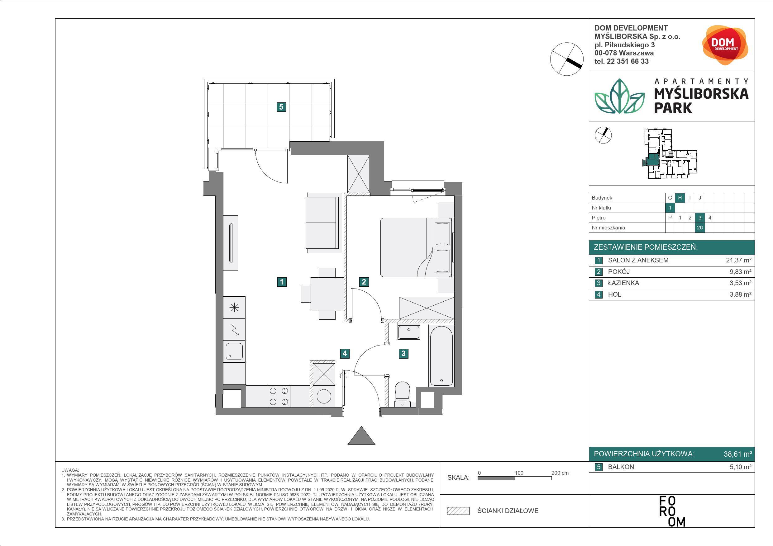 APARTAMENTY MYŚLIBORSKA PARK - lokal H 26, budynek H