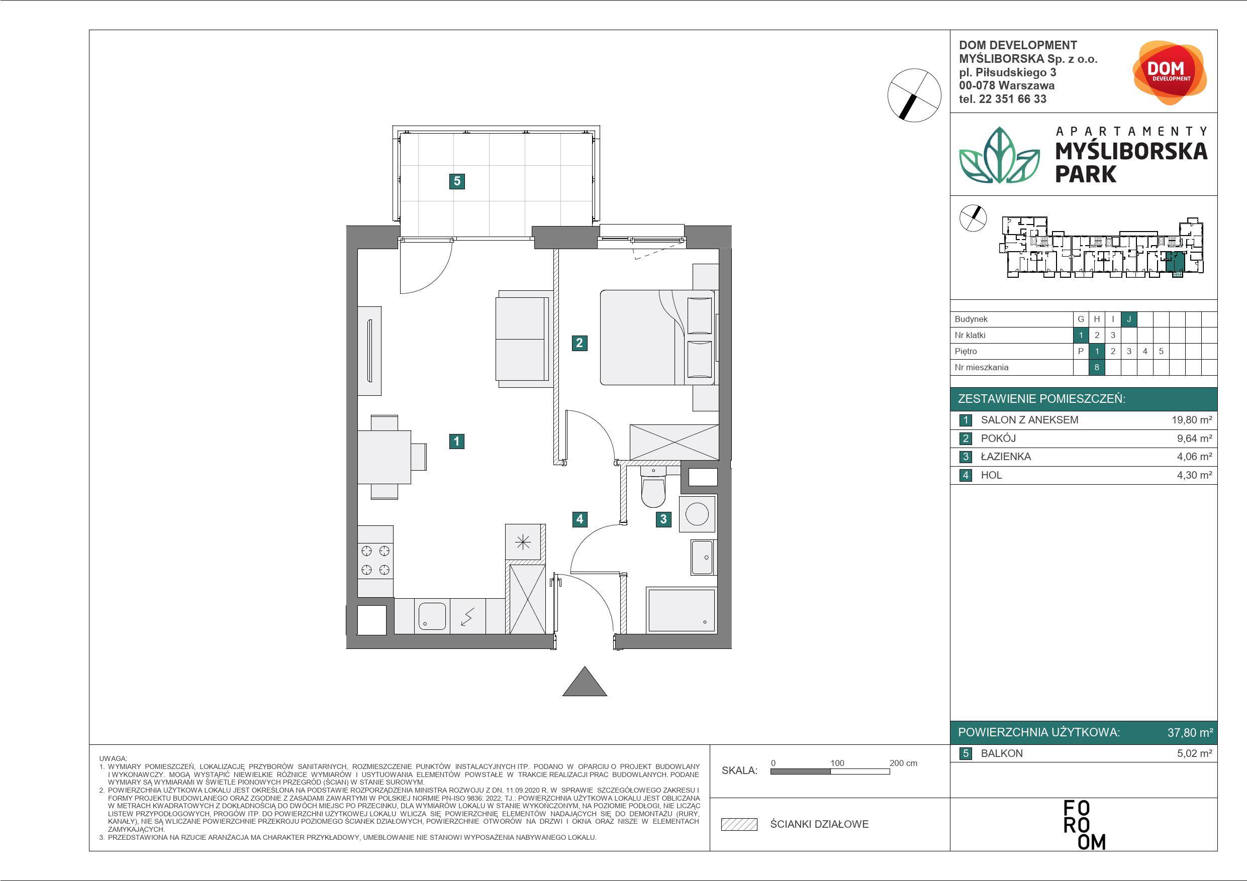 APARTAMENTY MYŚLIBORSKA PARK - lokal J 8, budynek J