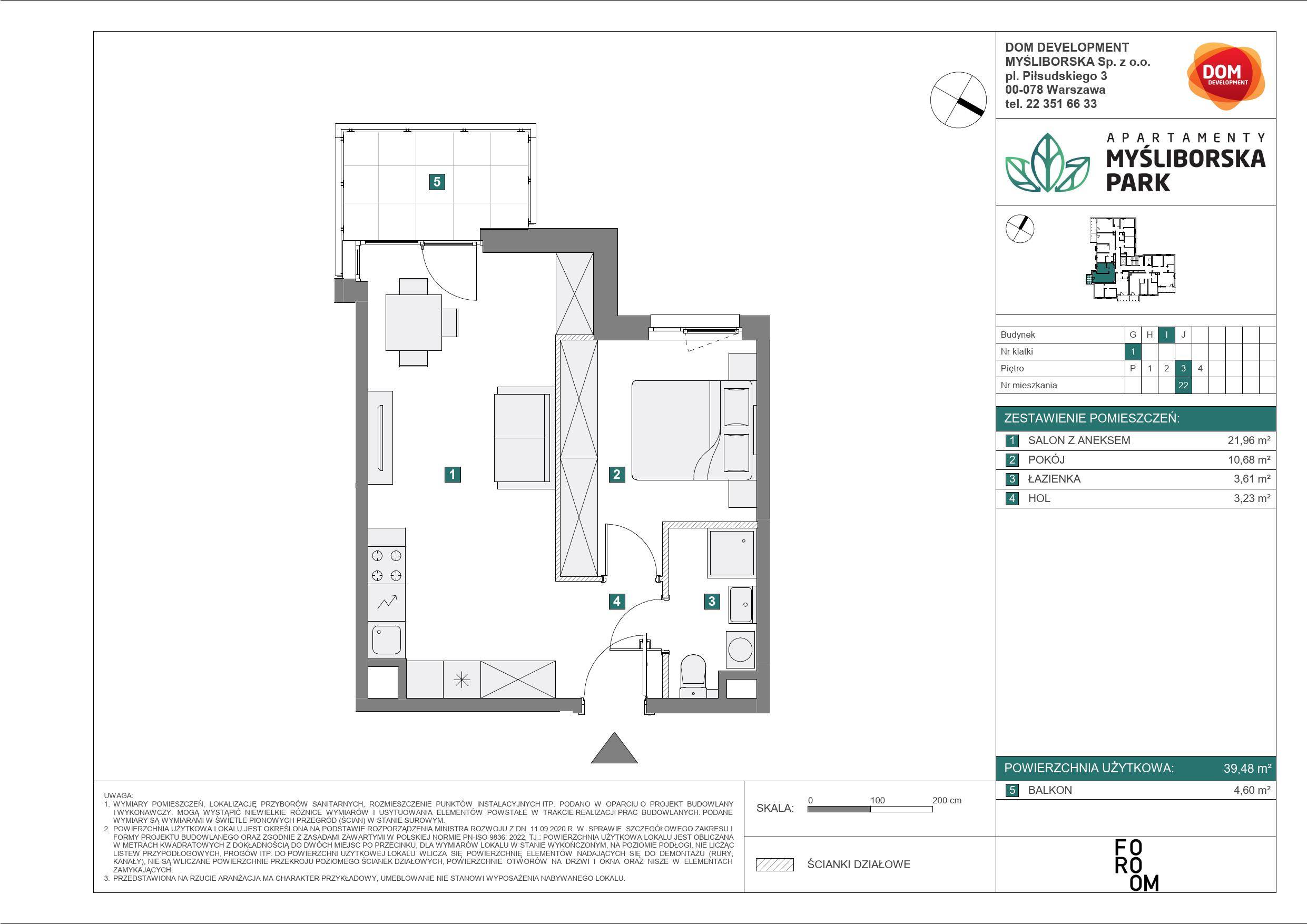 APARTAMENTY MYŚLIBORSKA PARK - lokal I 22, budynek I