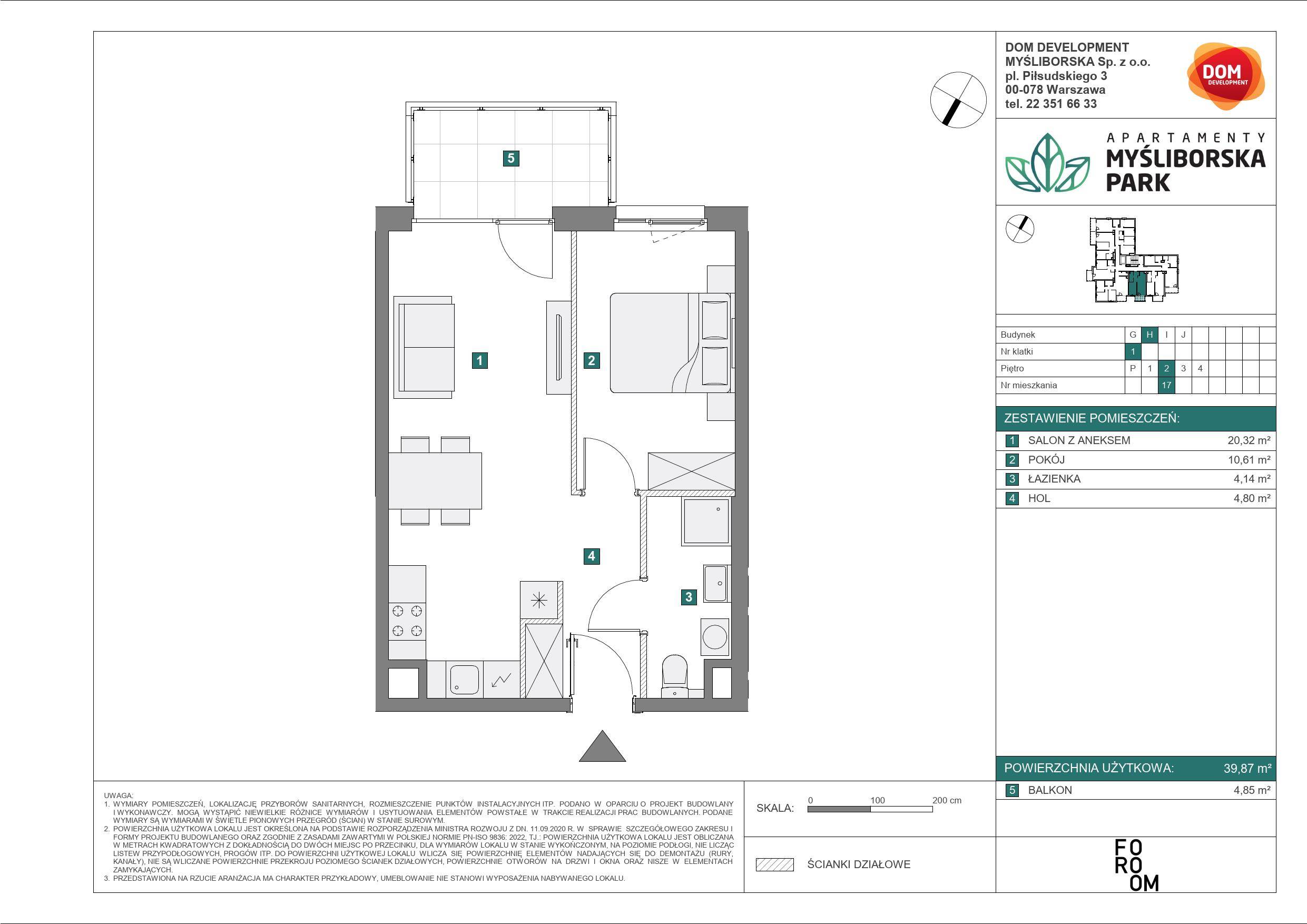 APARTAMENTY MYŚLIBORSKA PARK - lokal H 17, budynek H