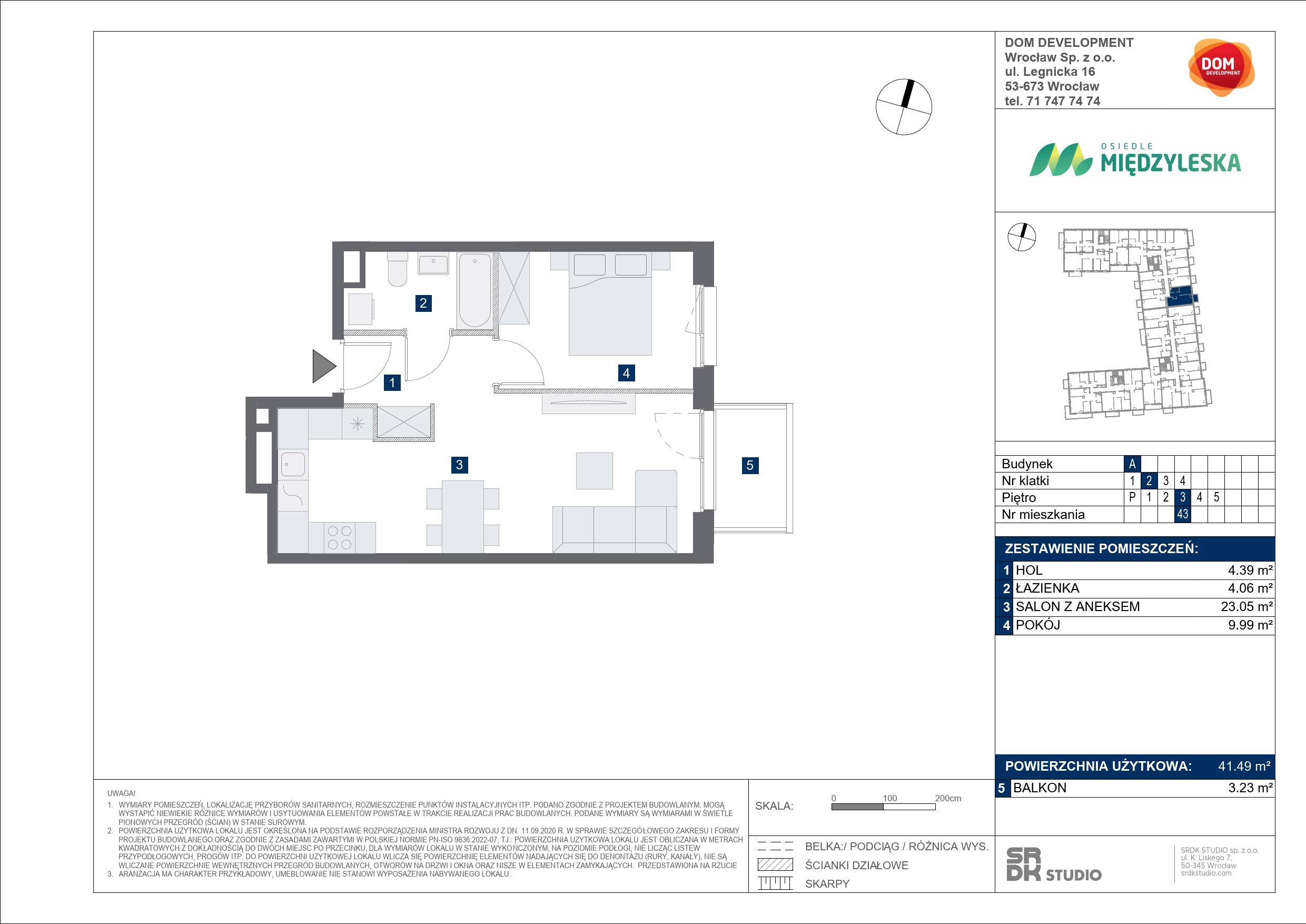 OSIEDLE MIĘDZYLESKA – inwestycja Dom Development - lokal A 43, budynek A