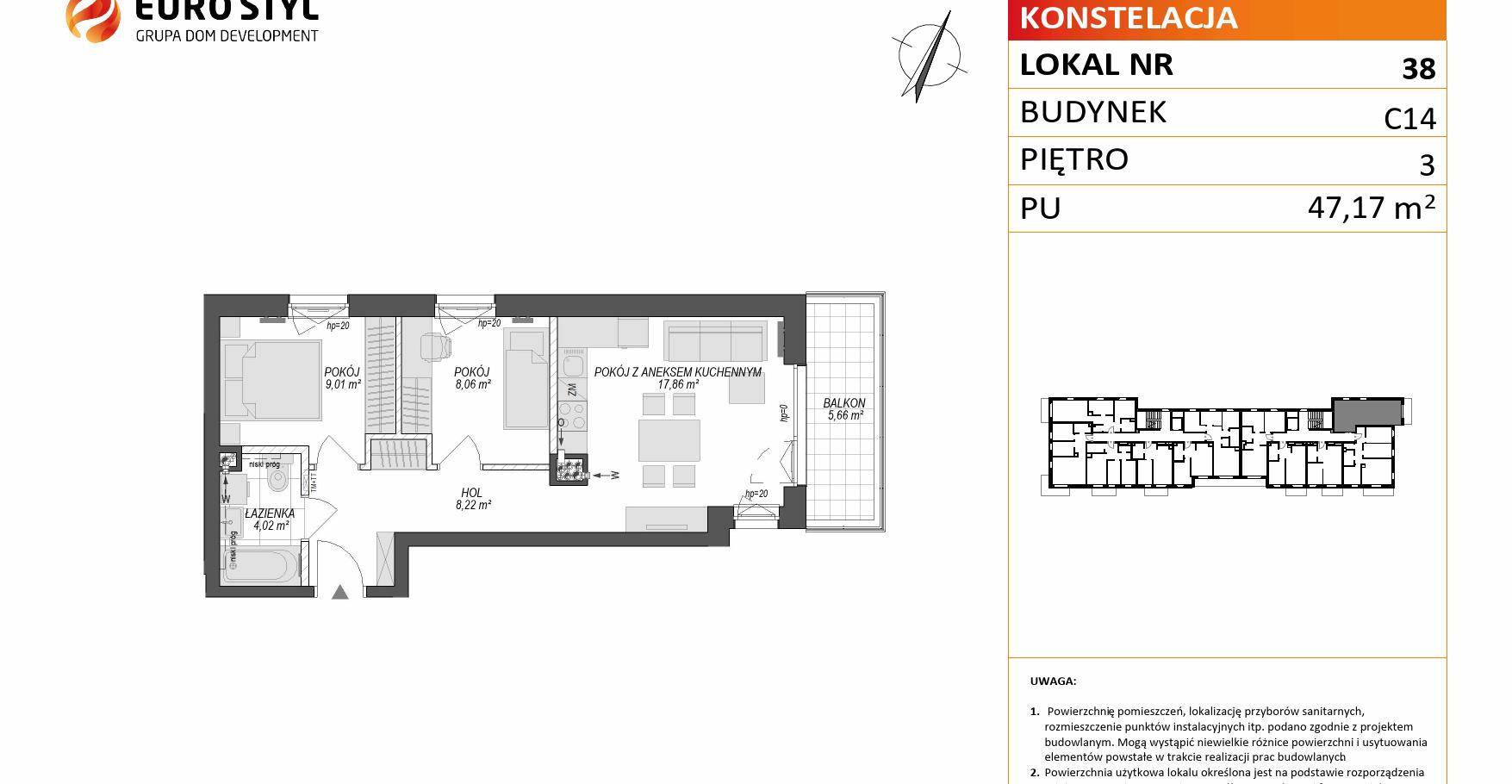 KONSTELACJA – inwestycja Dom Development - lokal C14 38, budynek C14