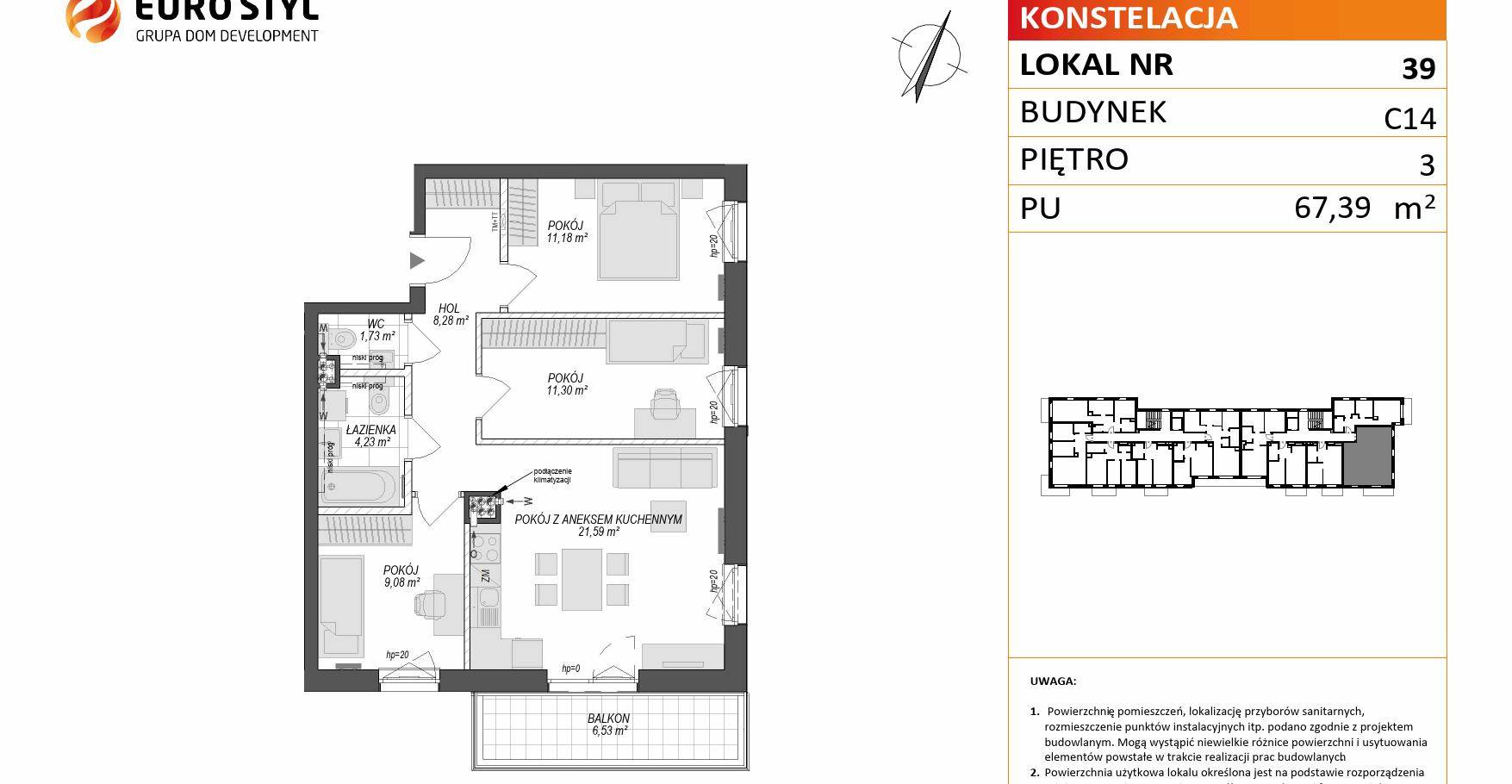 KONSTELACJA – inwestycja Dom Development - lokal C14 39, budynek C14