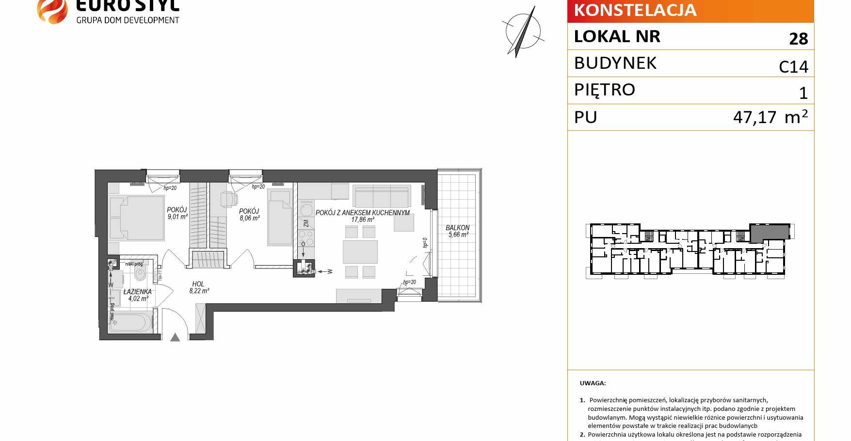 KONSTELACJA – inwestycja Dom Development - lokal C14 28, budynek C14