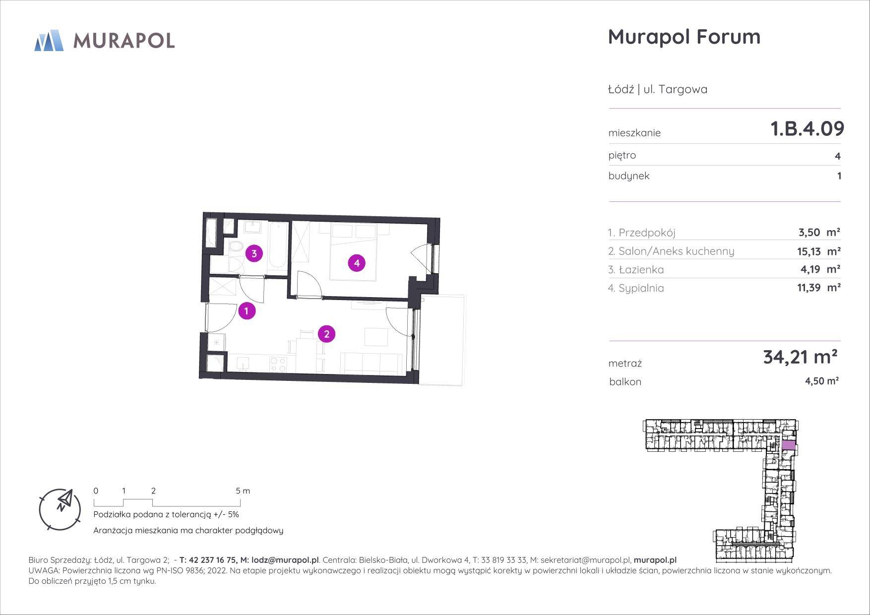 Murapol Forum – inwestycja Murapol - lokal 1.B.4.09, budynek B