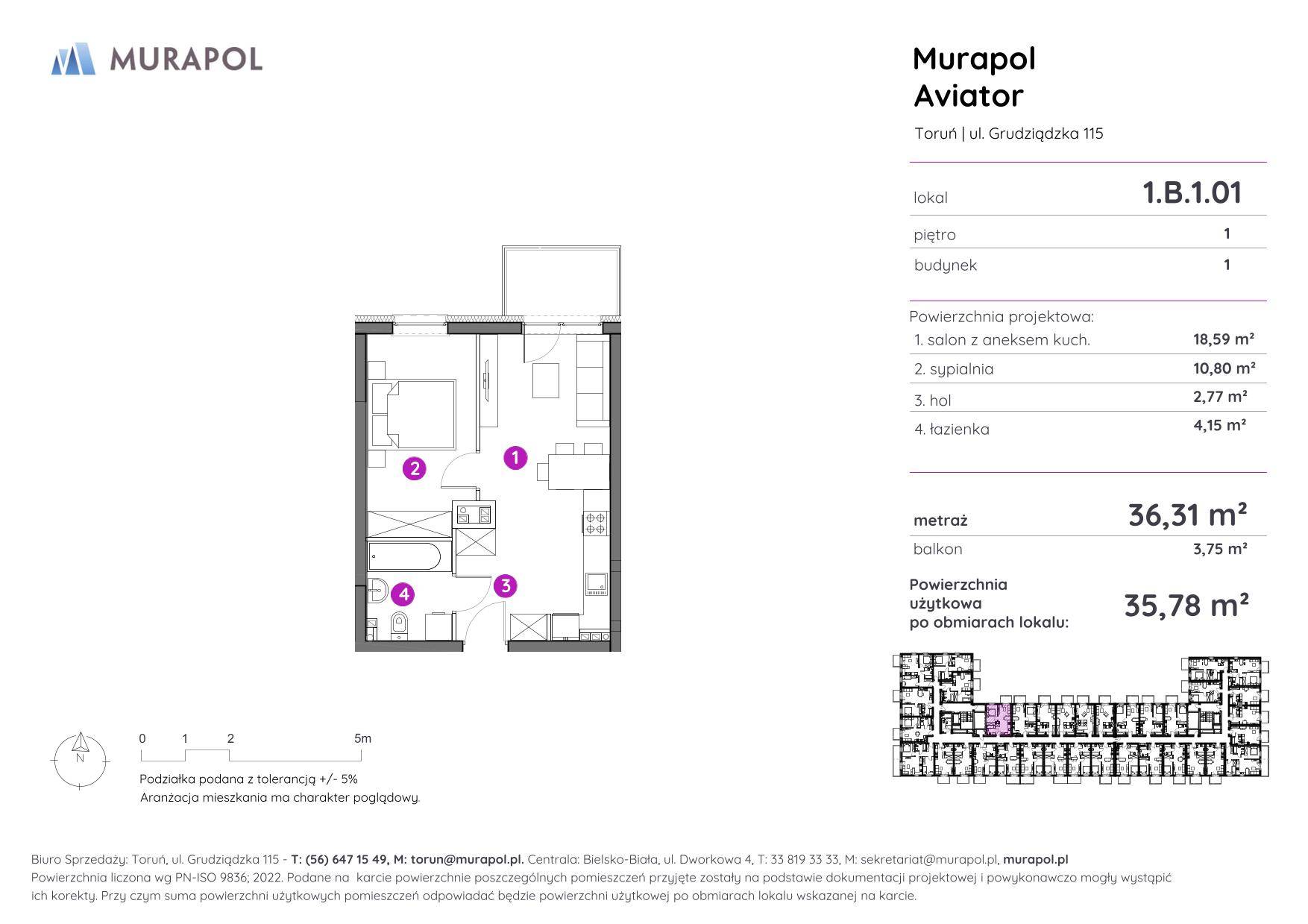 Murapol Aviator – inwestycja Murapol - lokal 1.B.1.01, budynek B