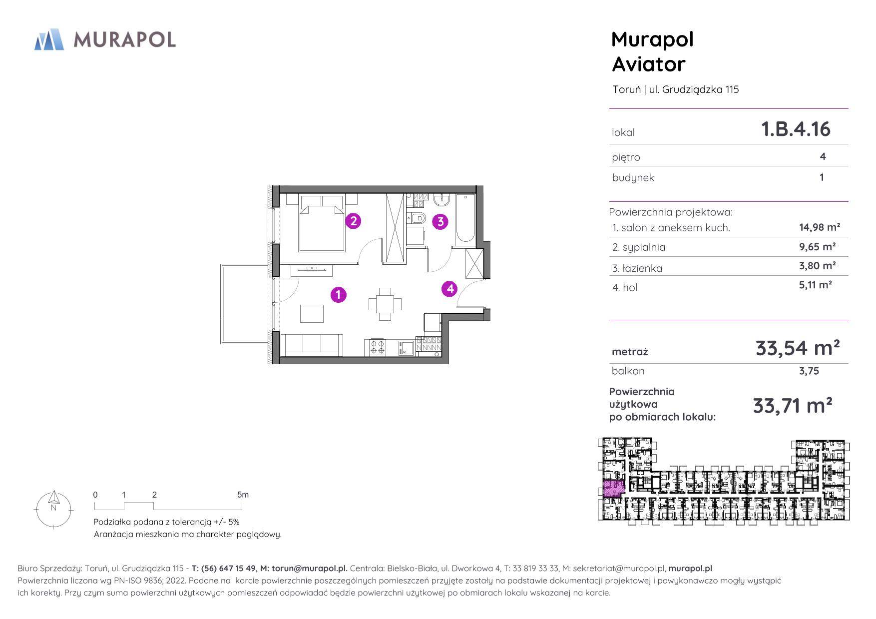 Murapol Aviator – inwestycja Murapol - lokal 1.B.4.16, budynek B