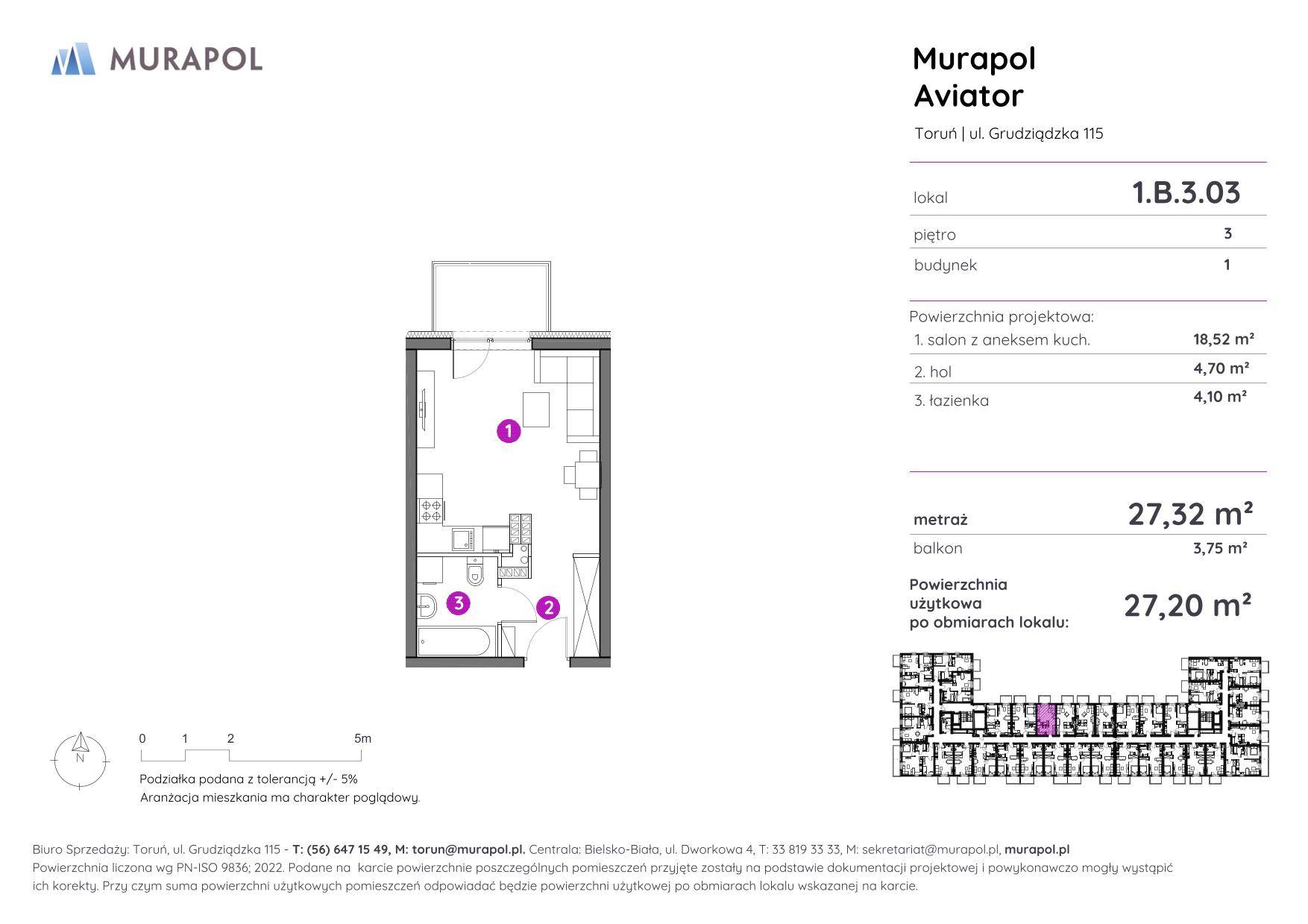 Murapol Aviator – inwestycja Murapol - lokal 1.B.3.03, budynek B