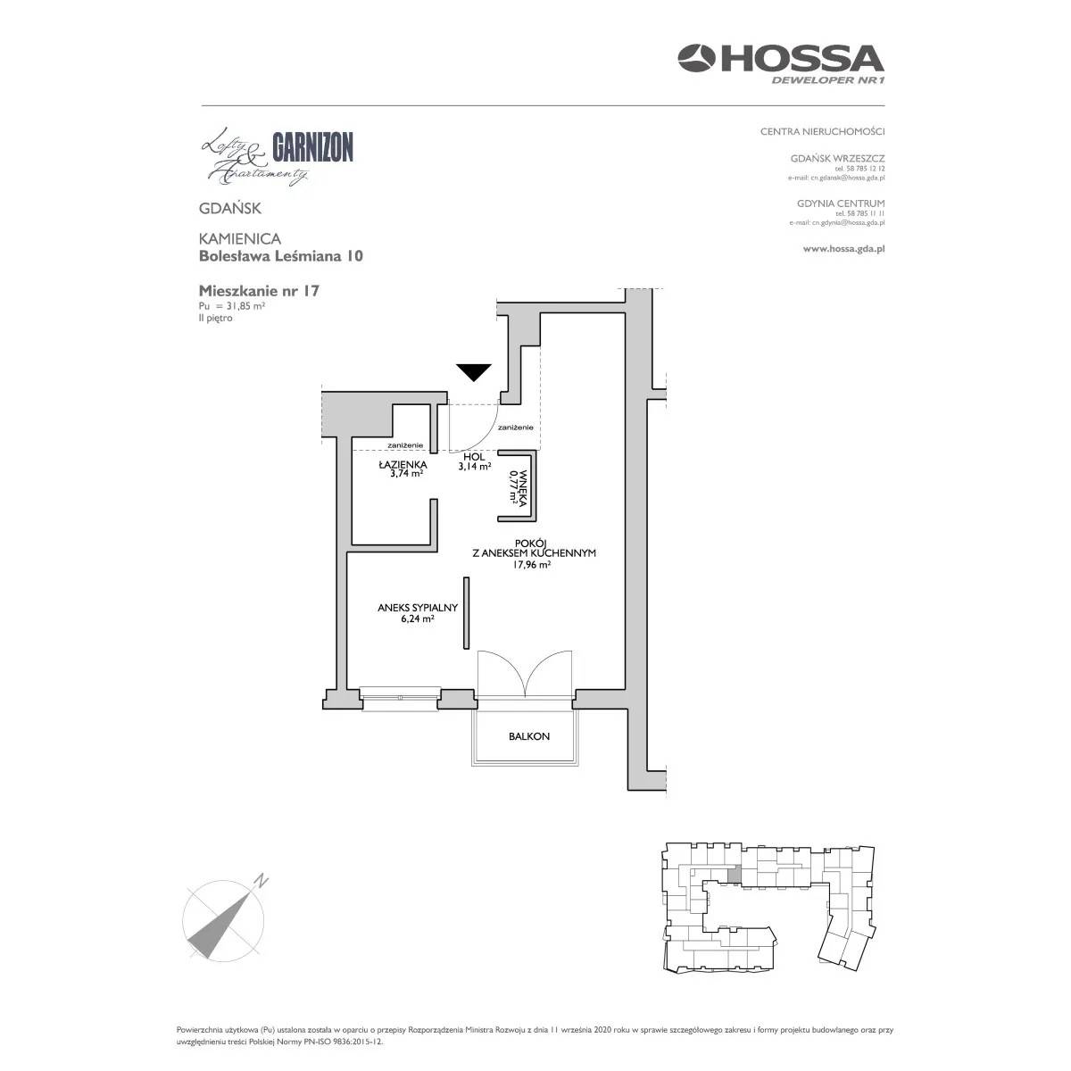 Garnizon Lofty&Apartamenty - lokal GR/L10/17, budynek Leśmiana 8,10,12, Hemara 4