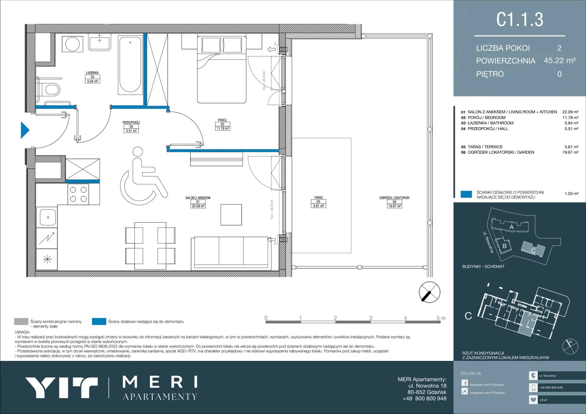 Meri Apartamenty – inwestycja YIT - lokal C 1.1.3, budynek PGPL100115