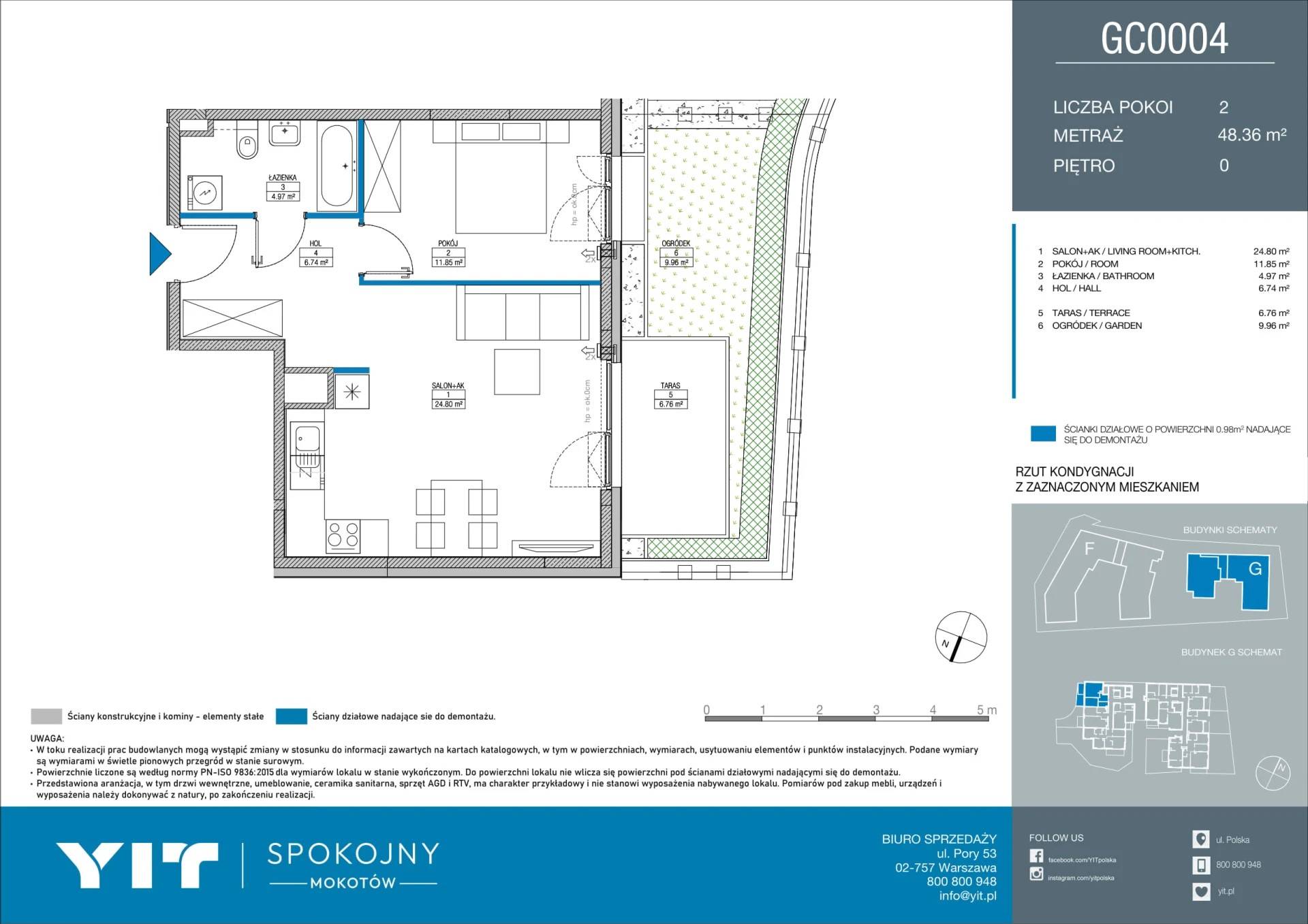 Spokojny Mokotów II – inwestycja YIT - lokal G C0004, budynek 1-1254B23