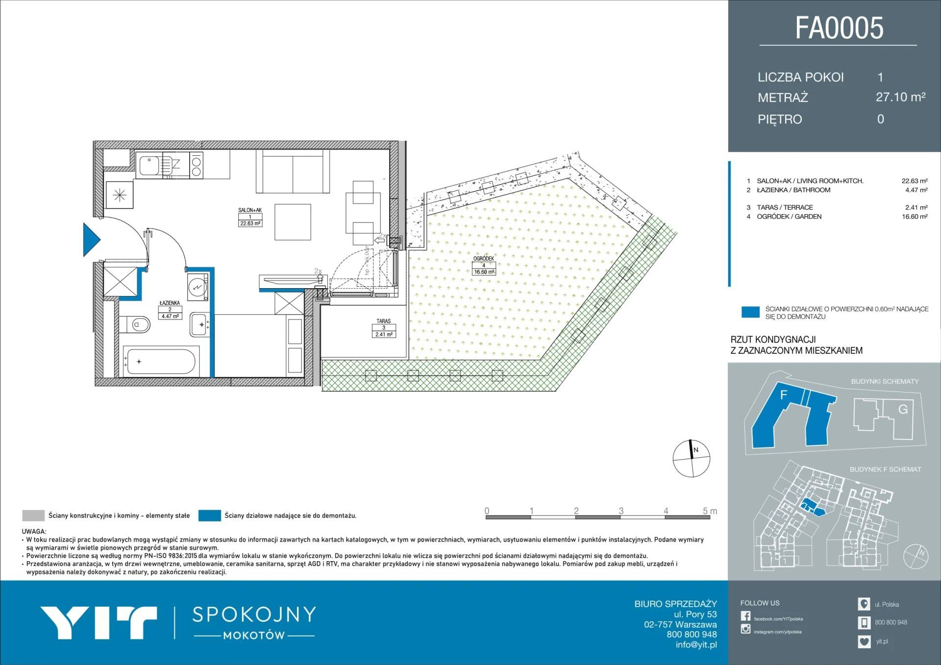 Spokojny Mokotów II – inwestycja YIT - lokal F A0005, budynek 1-1254B21