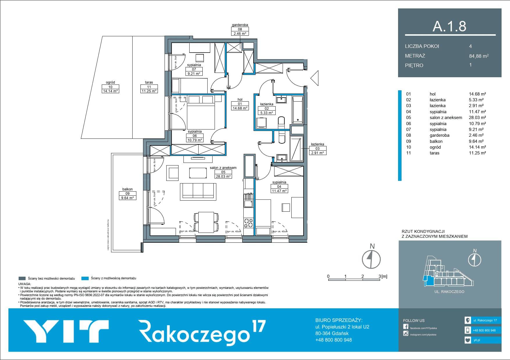 Rakoczego 17 – inwestycja YIT - lokal A 1.8, budynek 1-126E611