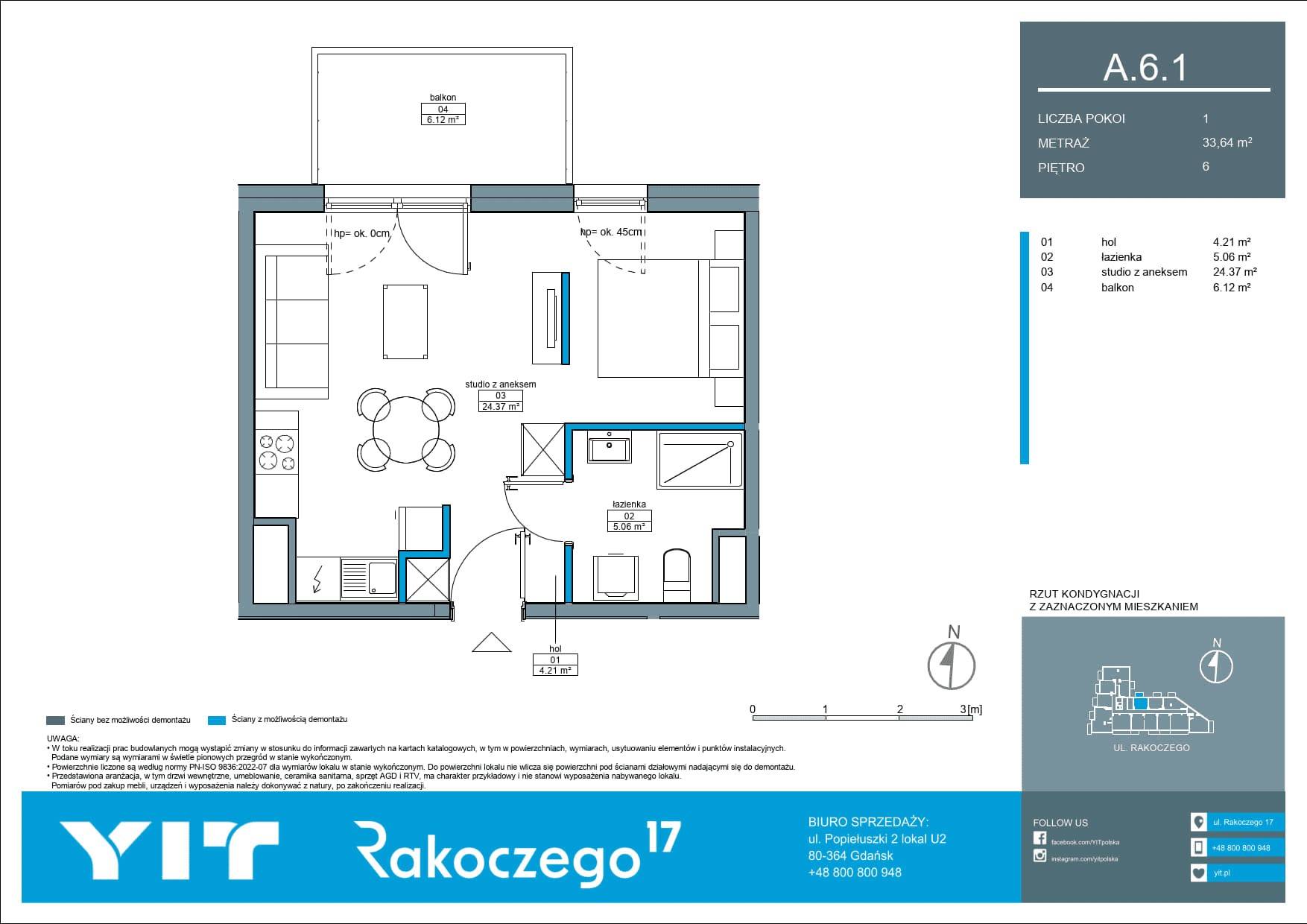 Rakoczego 17 – inwestycja YIT - lokal A 6.1, budynek 1-126E611