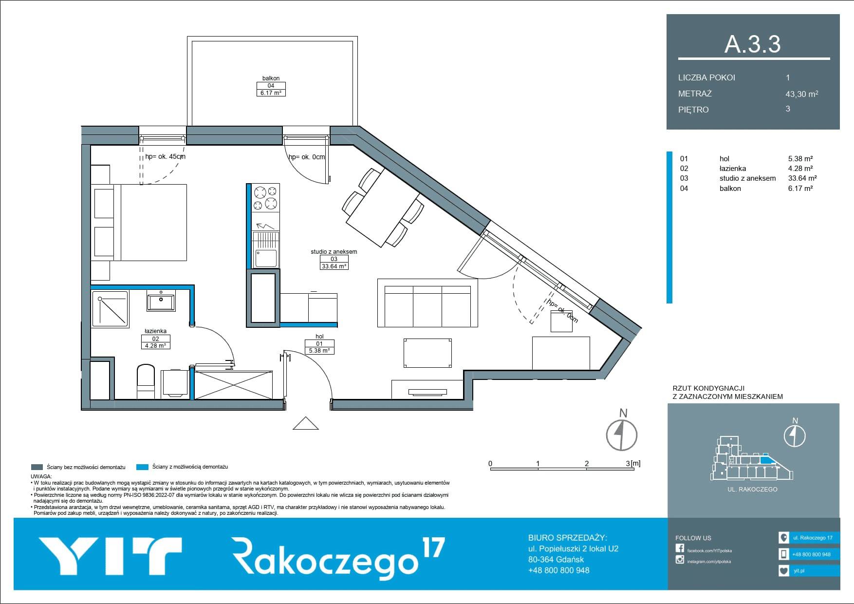 Rakoczego 17 – inwestycja YIT - lokal A 3.3, budynek 1-126E611