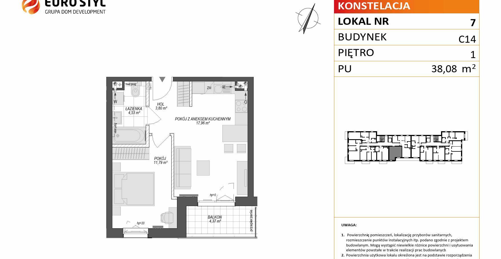 KONSTELACJA – inwestycja Euro Styl - lokal C14 7, budynek C14