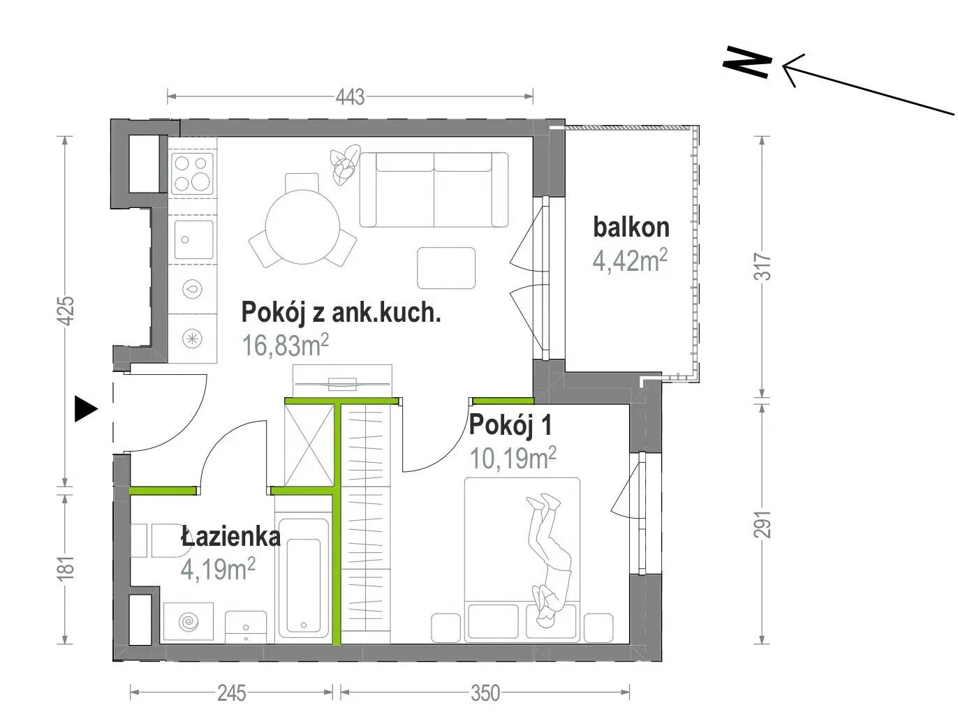 Głębocka Vita – inwestycja Develia - lokal B.B.2.02, budynek Etap I