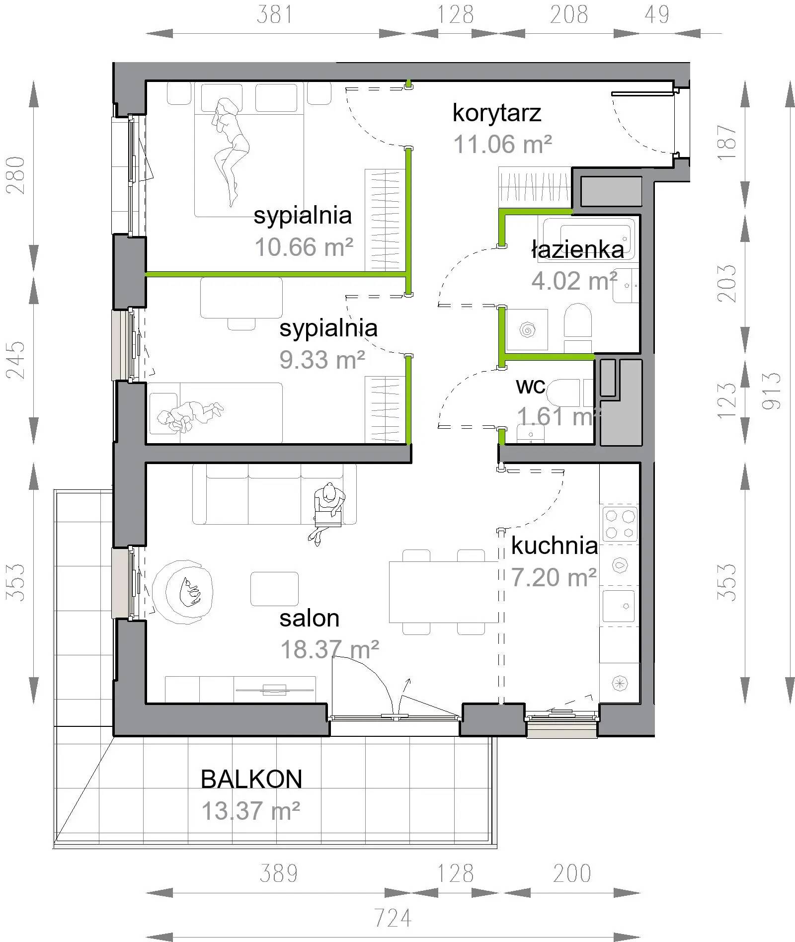 Przy Parku Vita – inwestycja Develia - lokal M3/3/2/23, budynek Etap III