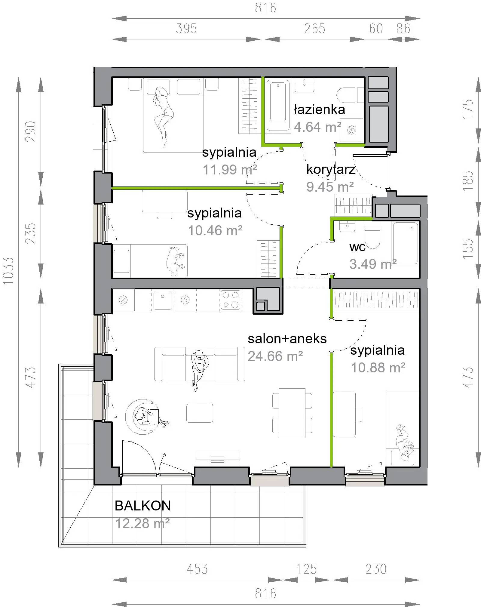 Przy Parku Vita – inwestycja Develia - lokal M3/1/3/28, budynek Etap III