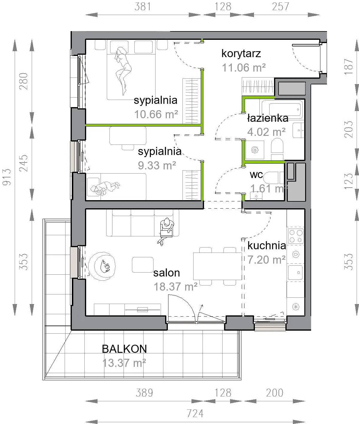 Przy Parku Vita – inwestycja Develia - lokal M3/3/5/52, budynek Etap III