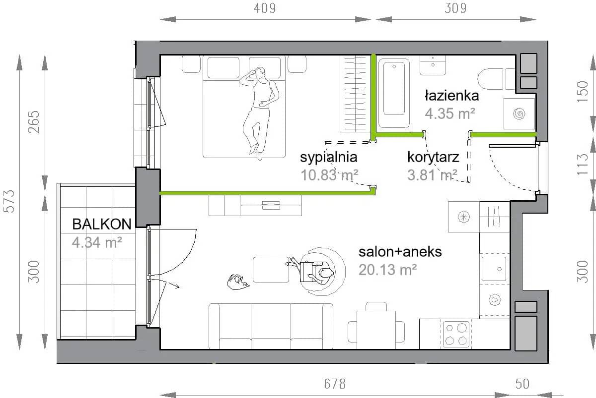 Przy Parku Vita – inwestycja Develia - lokal M3/3/5/53, budynek Etap III