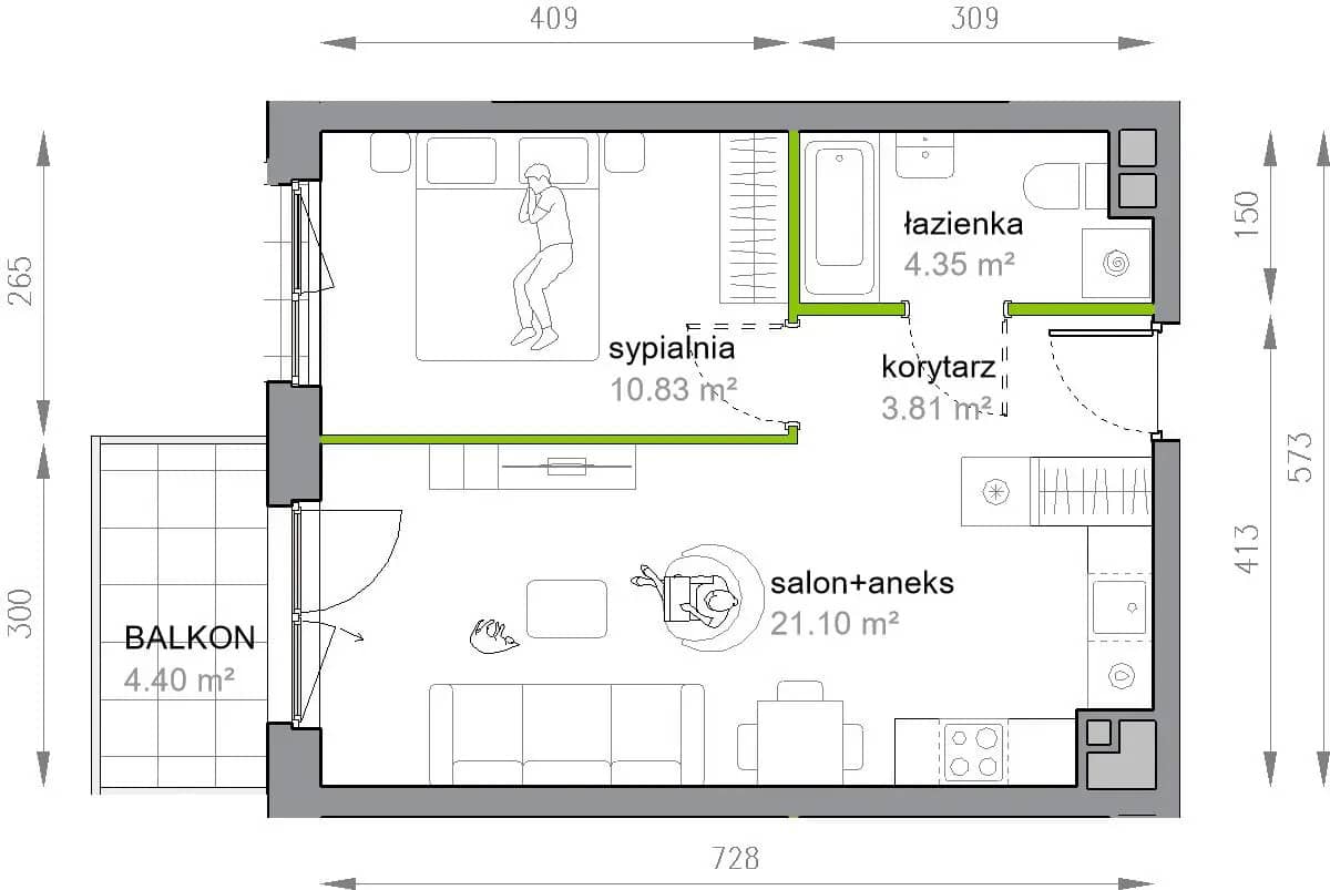 Przy Parku Vita – inwestycja Develia - lokal M3/3/5/54, budynek Etap III