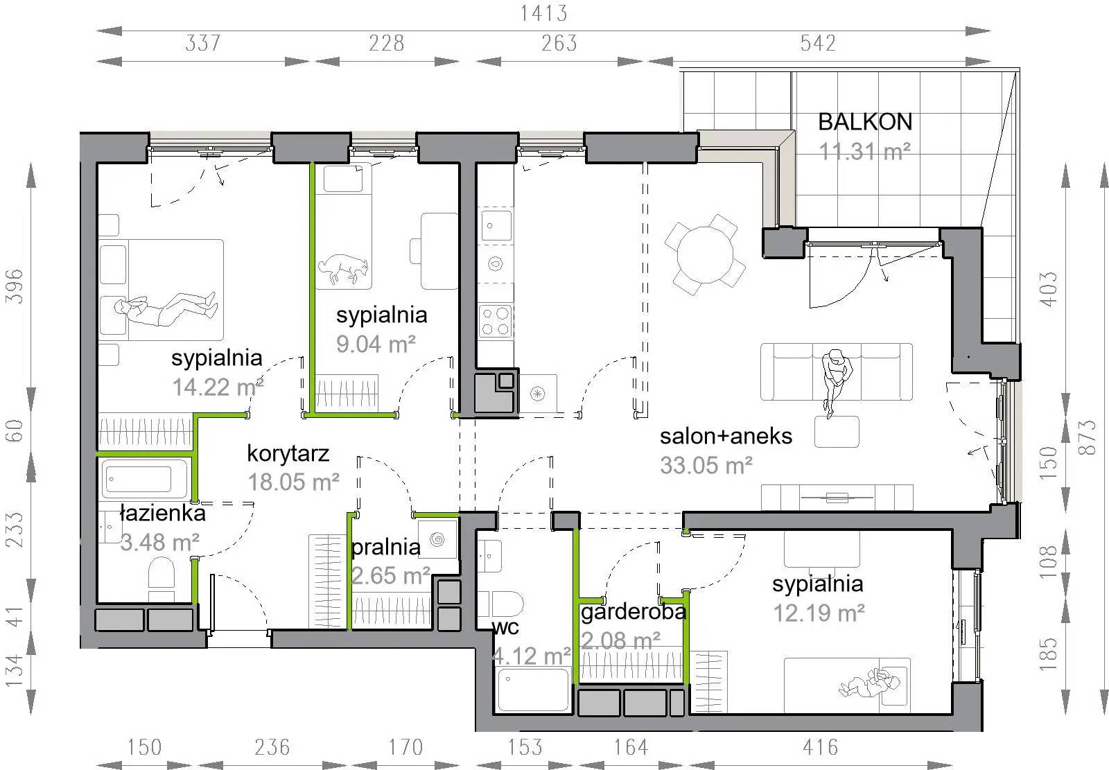 Przy Parku Vita – inwestycja Develia - lokal M3/3/1/8, budynek Etap III