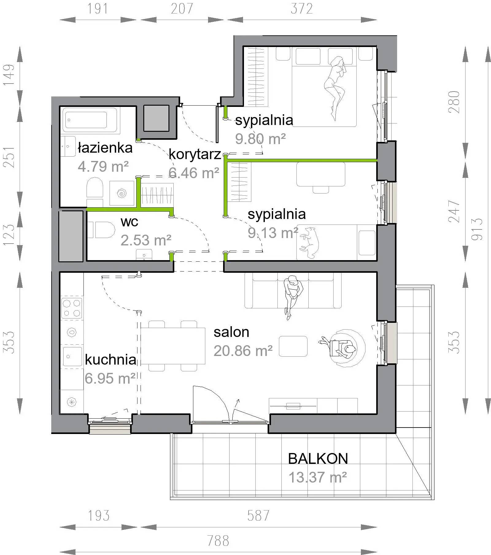 Przy Parku Vita – inwestycja Develia - lokal M3/3/1/12, budynek Etap III