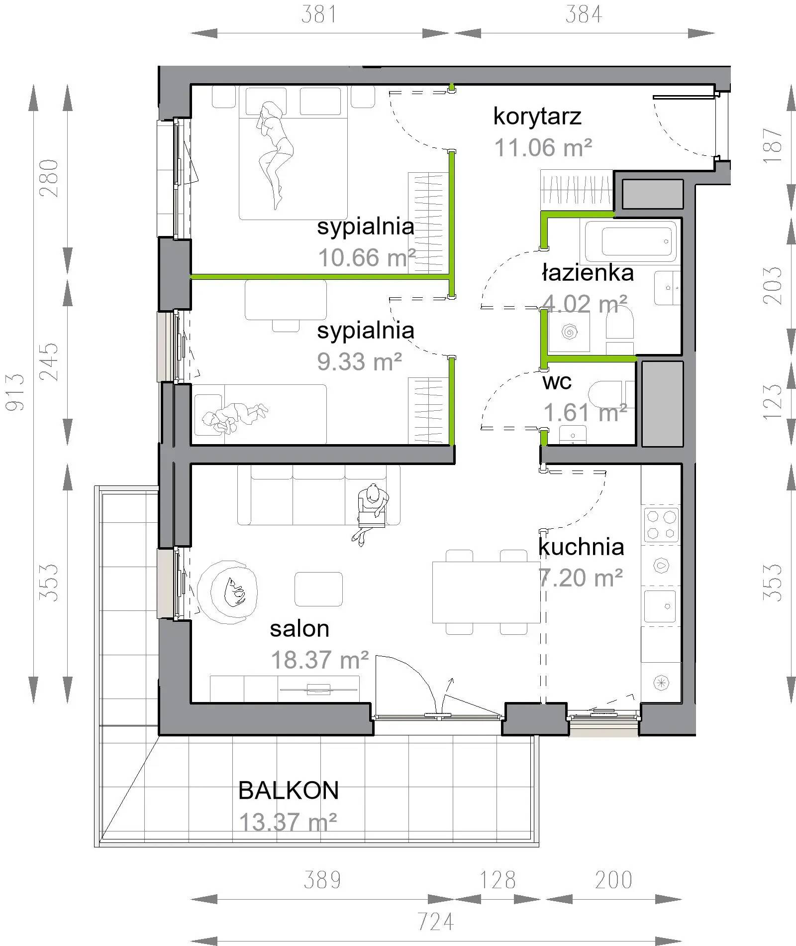 Przy Parku Vita – inwestycja Develia - lokal M3/3/1/13, budynek Etap III