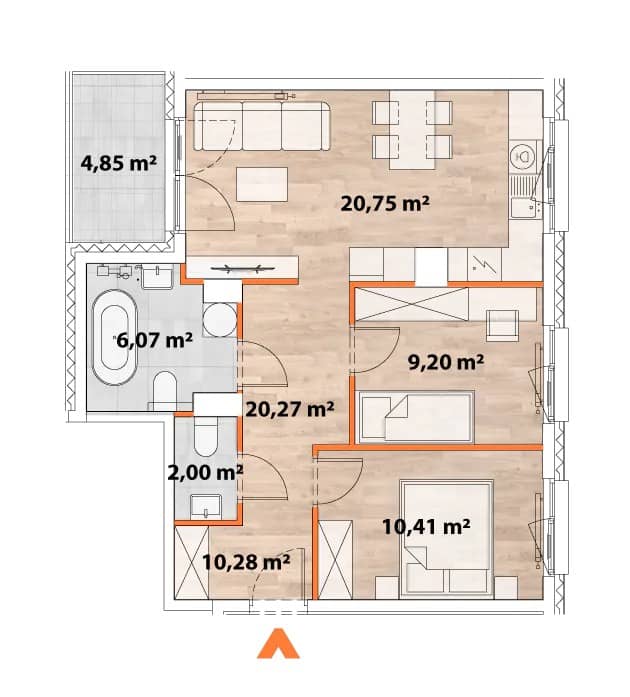 Apartamenty Portowa – inwestycja Matexi - lokal B.01.01, budynek 43