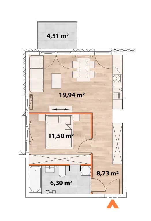 Apartamenty Portowa – inwestycja Matexi - lokal B.02.03, budynek 43