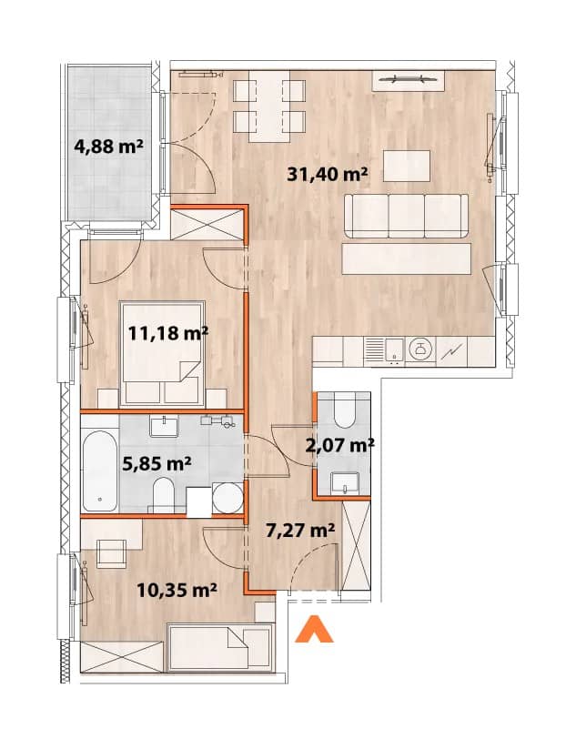 Apartamenty Portowa – inwestycja Matexi - lokal B.06.04, budynek 43