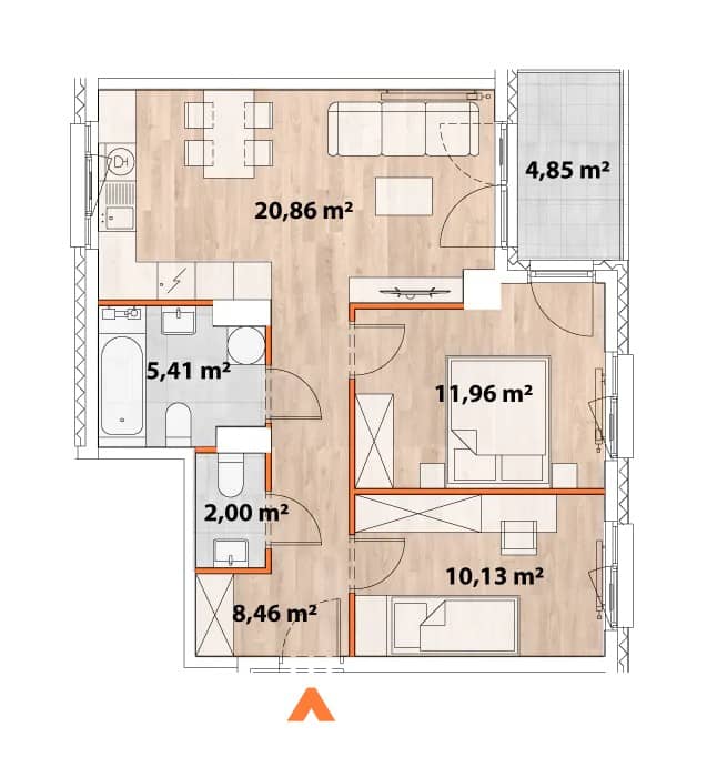 Apartamenty Portowa – inwestycja Matexi - lokal B.07.01, budynek 43