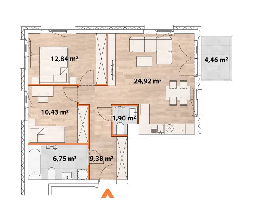 Apartamenty Portowa – inwestycja Matexi - lokal C.01.03, budynek 43