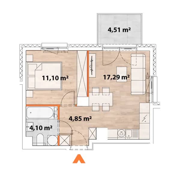 Apartamenty Portowa – inwestycja Matexi - lokal C.02.02, budynek 43