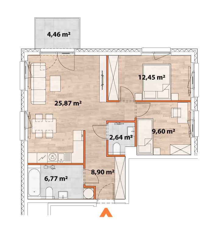 Apartamenty Portowa – inwestycja Matexi - lokal C.02.03, budynek 43