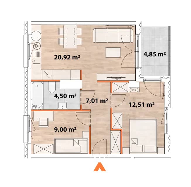 Apartamenty Portowa – inwestycja Matexi - lokal A.03.07, budynek 43