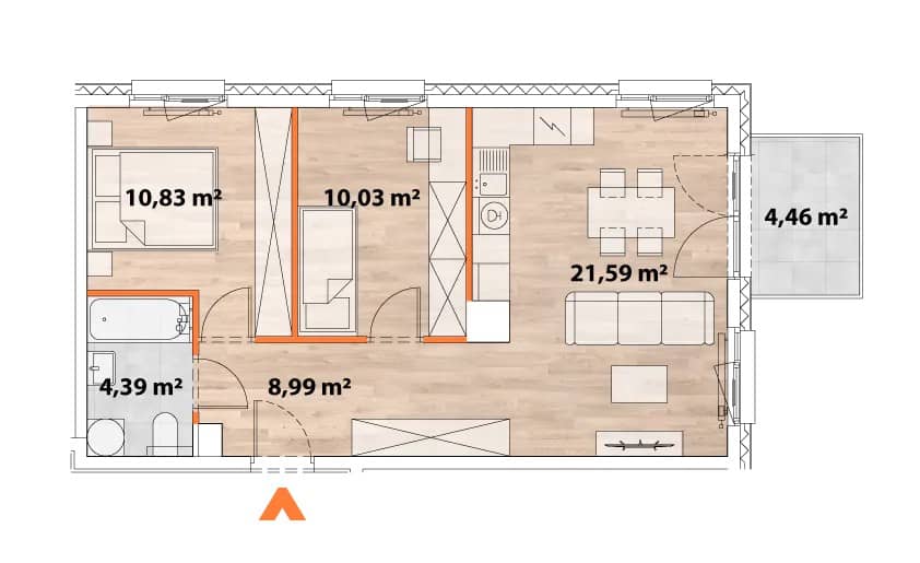 Apartamenty Portowa – inwestycja Matexi - lokal A.05.05, budynek 43