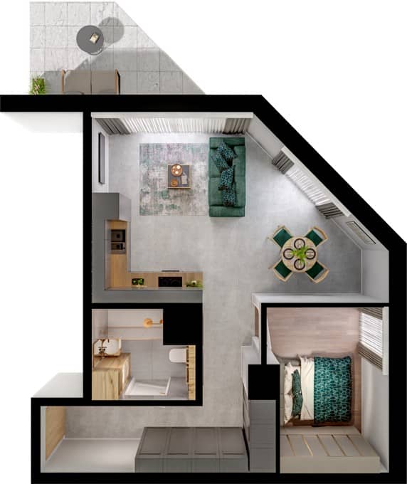 Cavallia II – inwestycja BPI Real Estate Poland - lokal B14_M102, budynek B14
