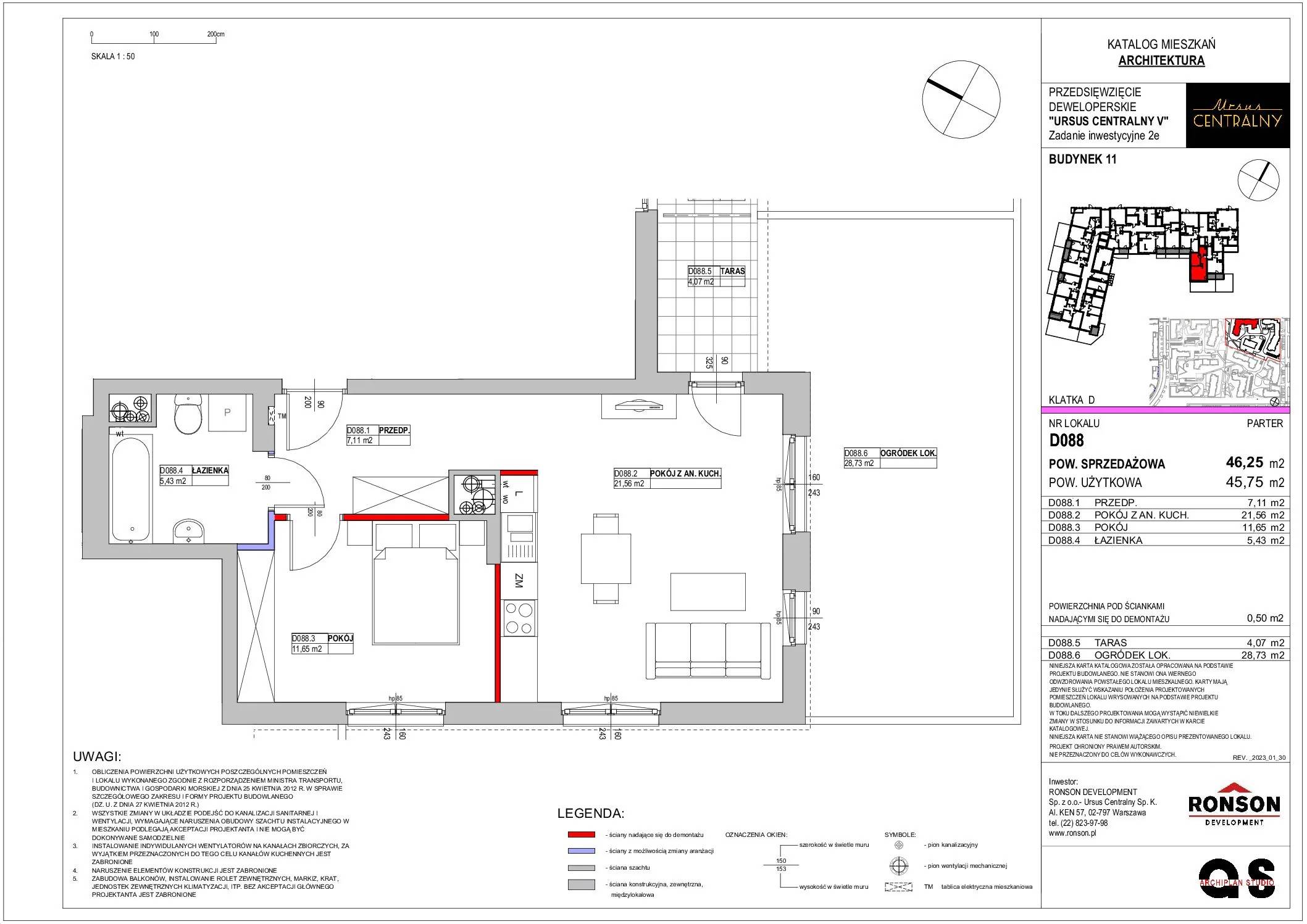 Ursus Centralny – inwestycja Ronson - lokal D088, budynek 11