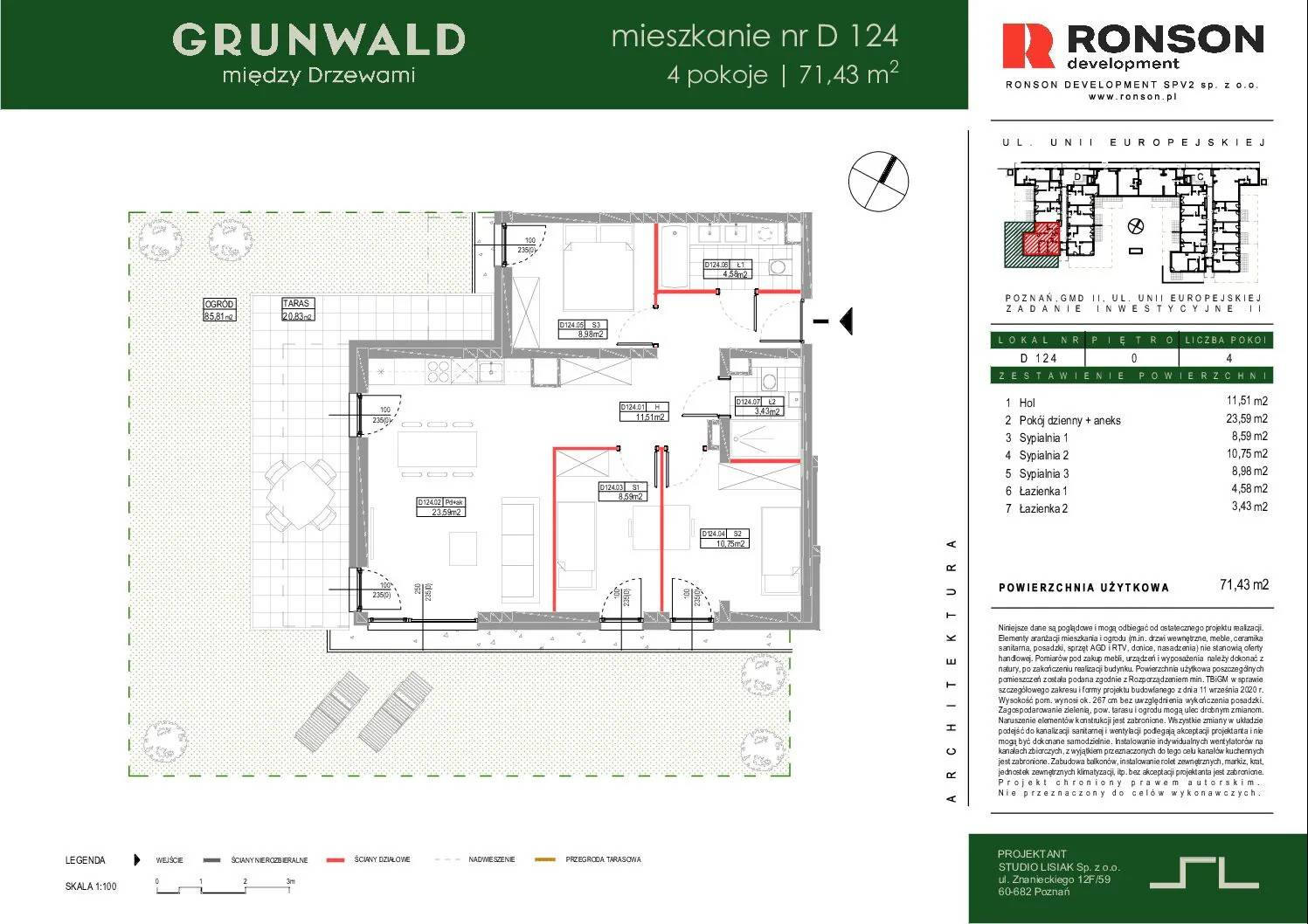 Grunwald Między Drzewami - lokal D124, budynek 2