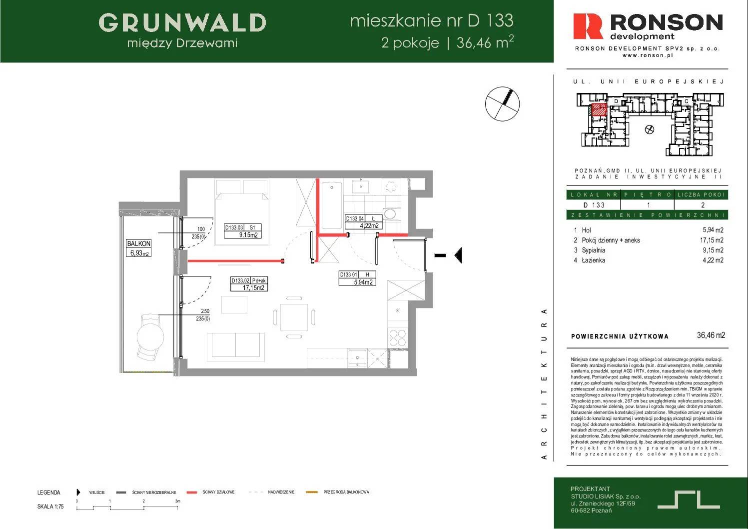 Grunwald Między Drzewami - lokal D133, budynek 2