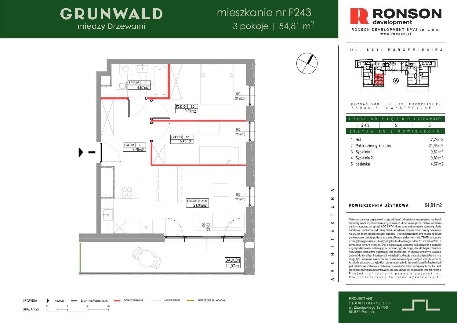 Grunwald Między Drzewami - lokal F243, budynek 3