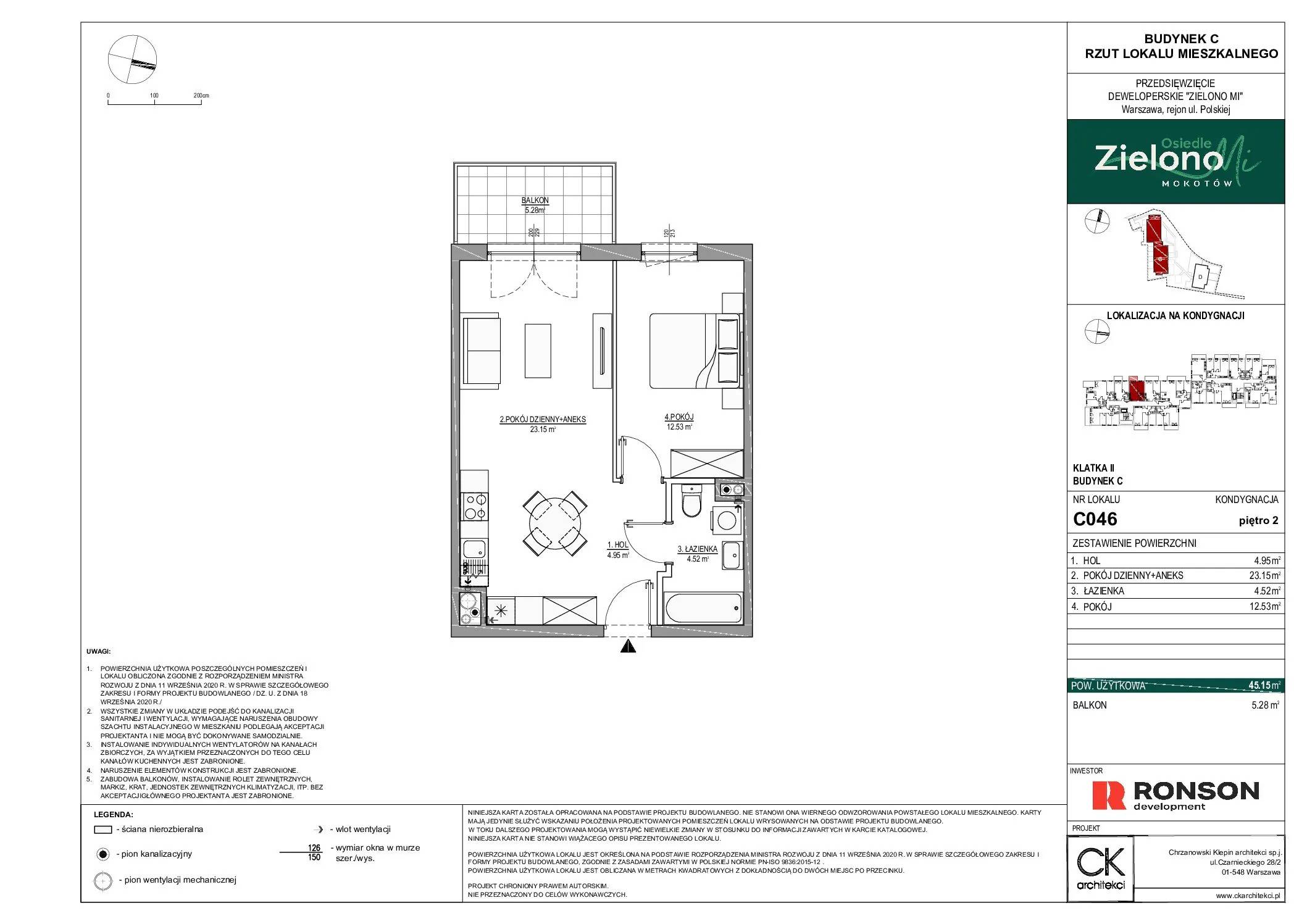 Zielono Mi – inwestycja Ronson - lokal C046, budynek C