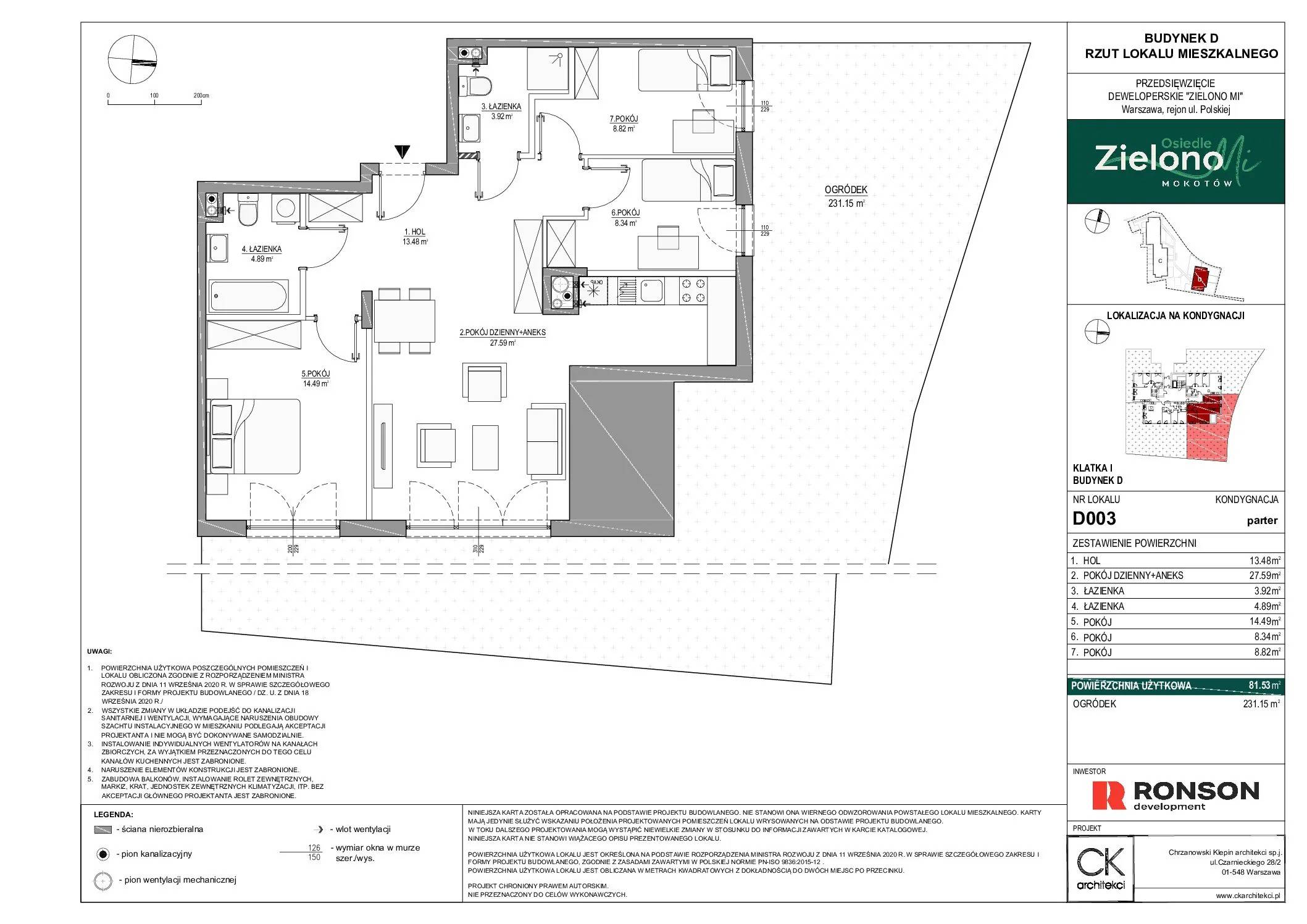 Zielono Mi – inwestycja Ronson - lokal D003, budynek D