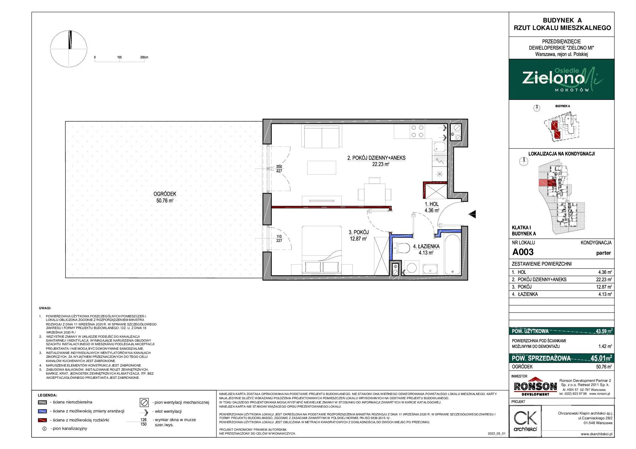 Zielono Mi – inwestycja Ronson - lokal A003, budynek A