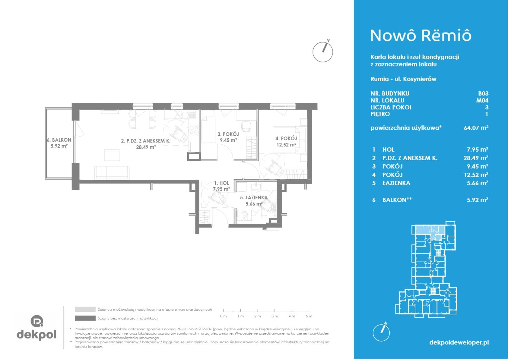 Nowô Rëmiô – inwestycja Dekpol Deweloper - lokal 4-M04, budynek 3